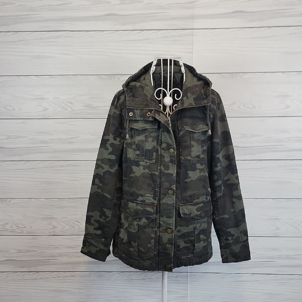 Lucky Brand Hooded Camouflage Zip-Up Jacket Womens Size S